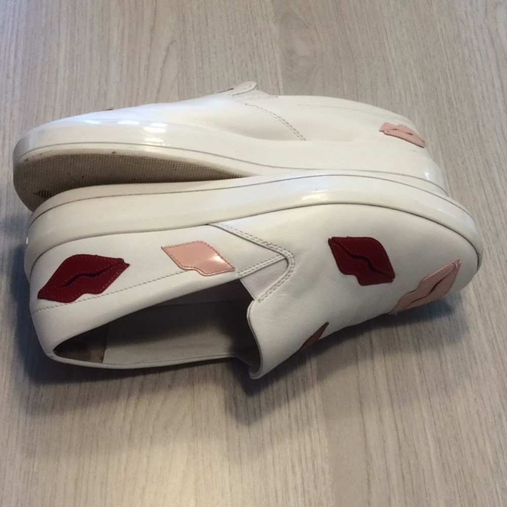 Prada Lips Appliqued Leather Slip On Sneaker- 37.5 - Picture 10 of 16